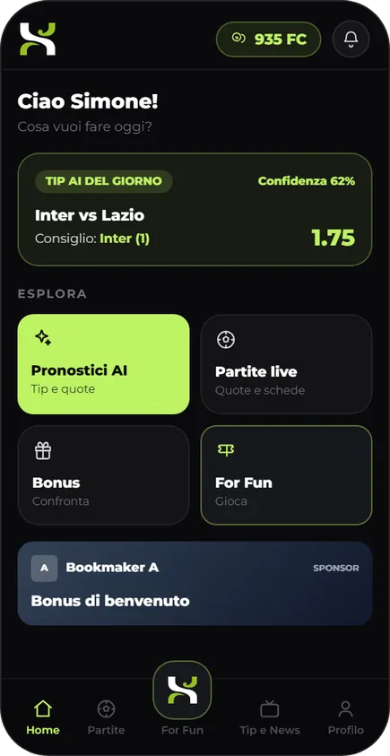 App Funtrix: schermata Home con tip AI del giorno e scorciatoie